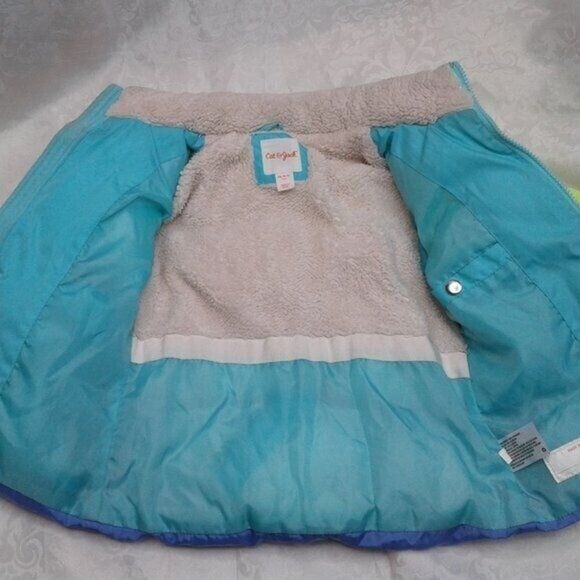 Cat & Jack Puffer Coat Jacket Girls Size XS 4/5 Purple Pink NeonYellow Blue Warm - Picture 11 of 15